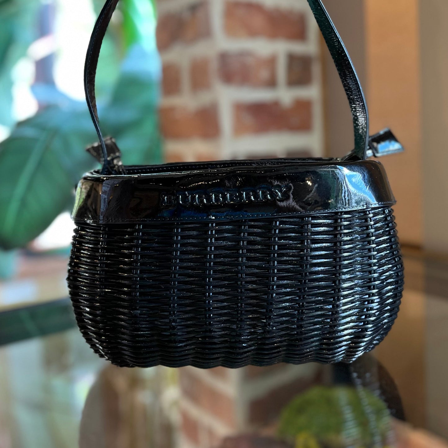 BURBERRY Wicker Basket Top Handle Bag