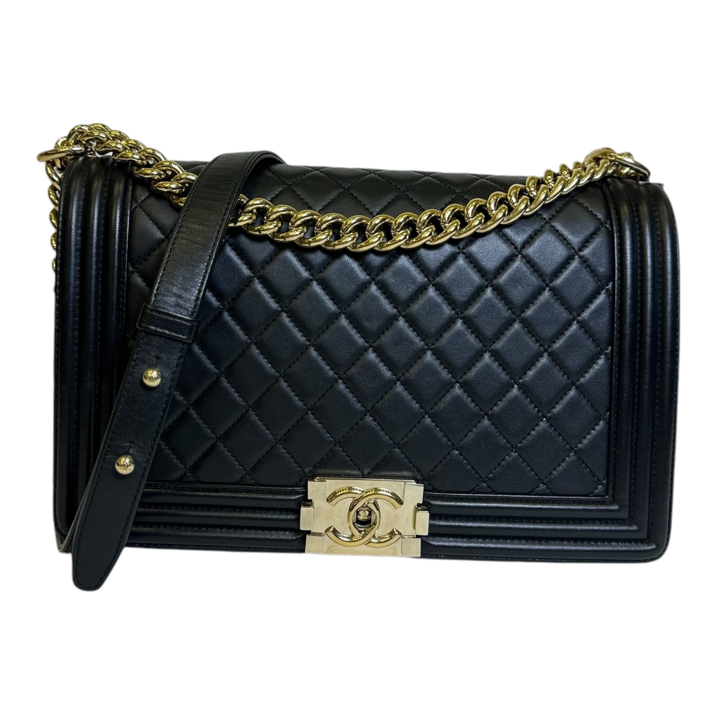 Chanel Lambskin Quilted Medium Boy Flap Black