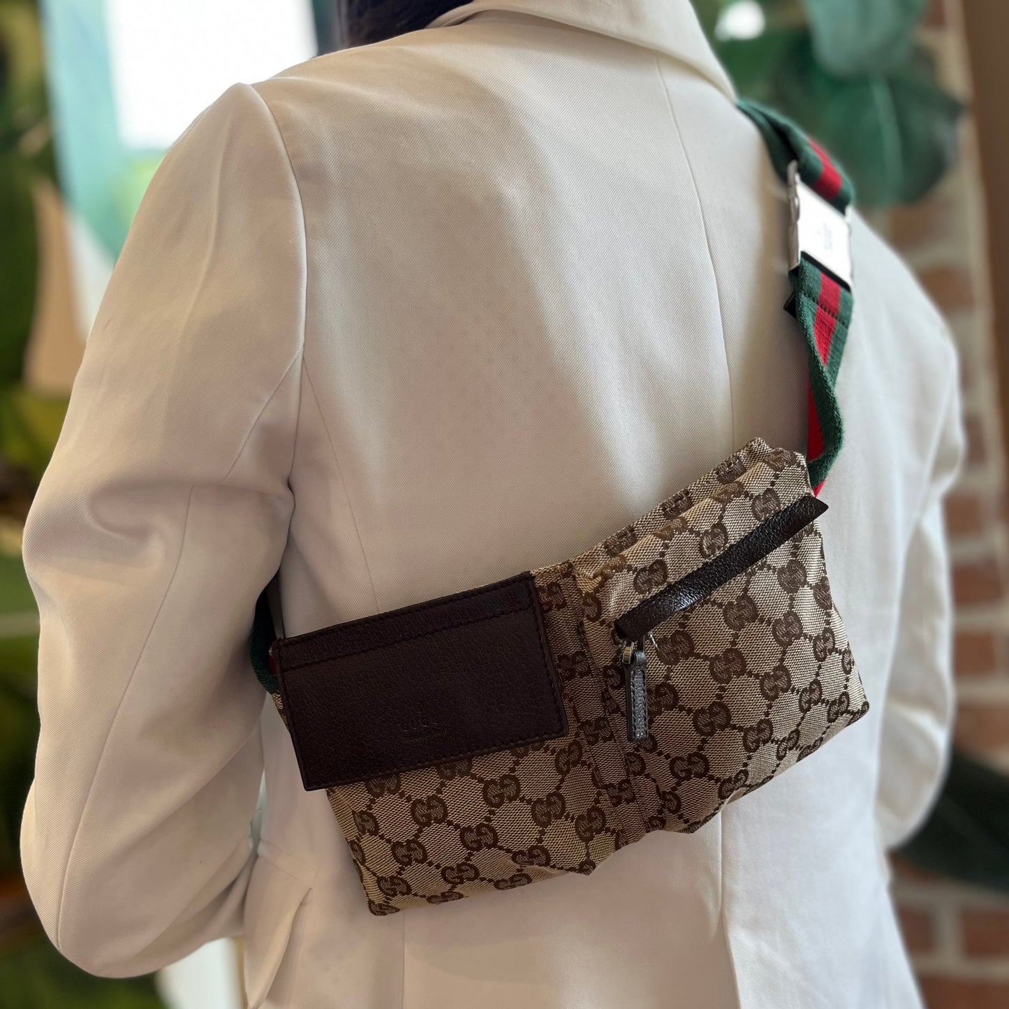 GUCCI GG Canvas Double Pocket Belt Bag