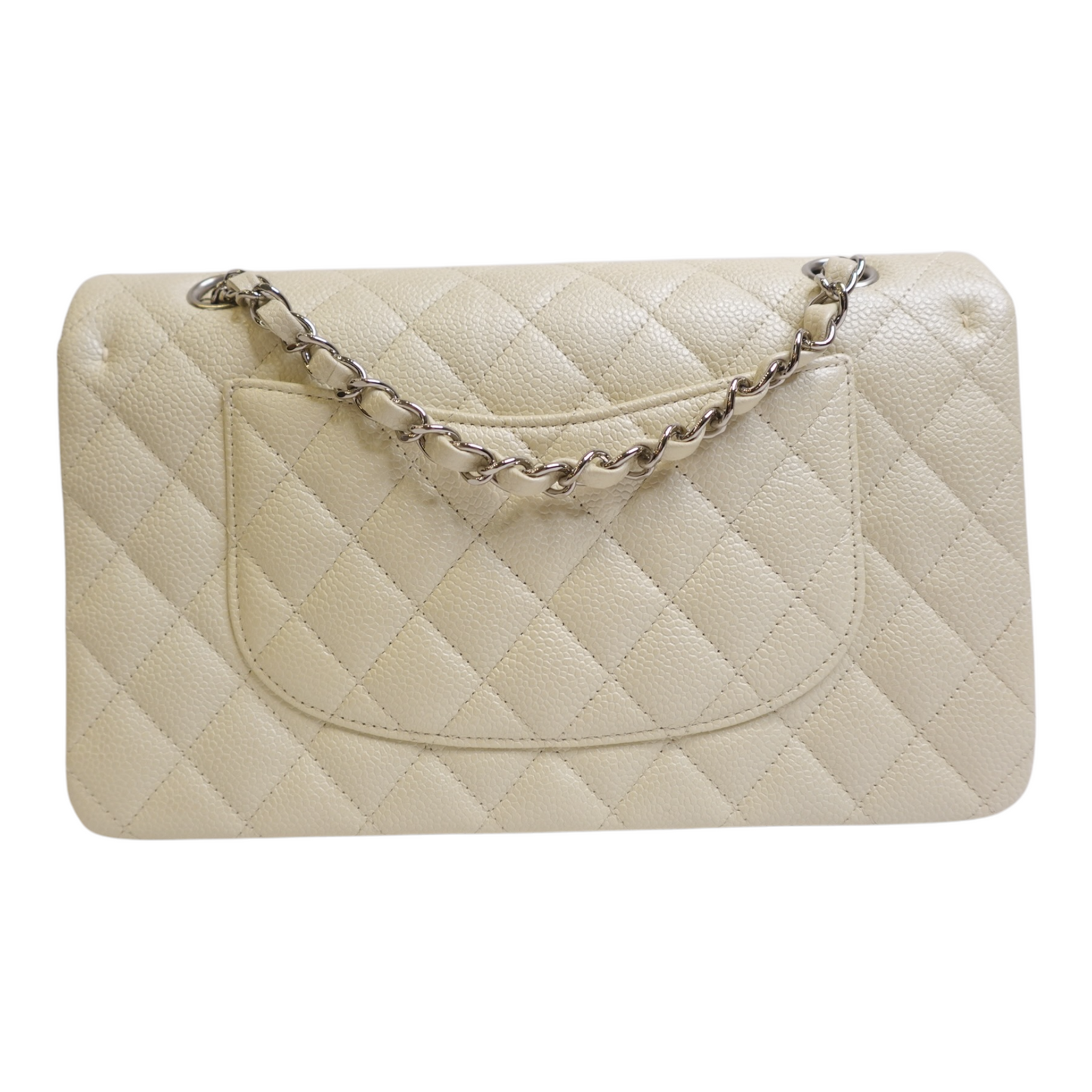 Chanel Medium Double Flap Pearlescent Ivory Caviar