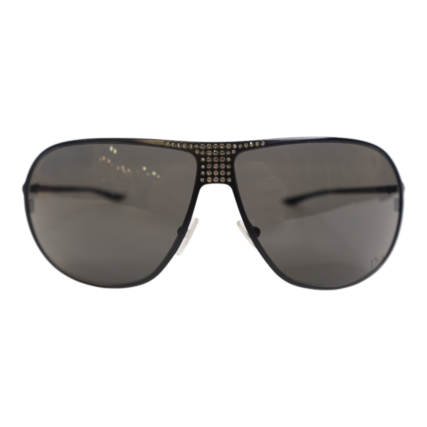 Dior Black Rhinestone Aviator Sunglasses