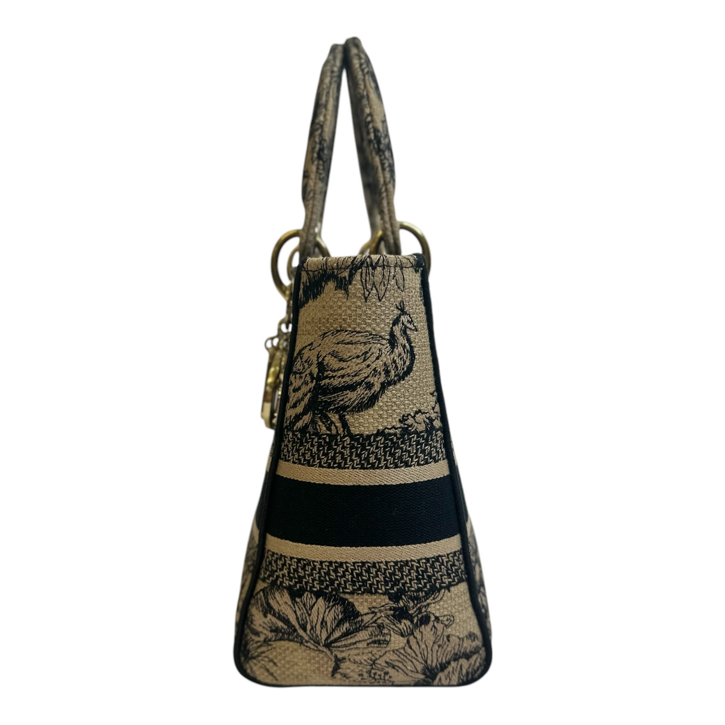 Christian Dior Toile de Jouy Voyage Embroidered Medium Lady D-Lite Beige Multicolor