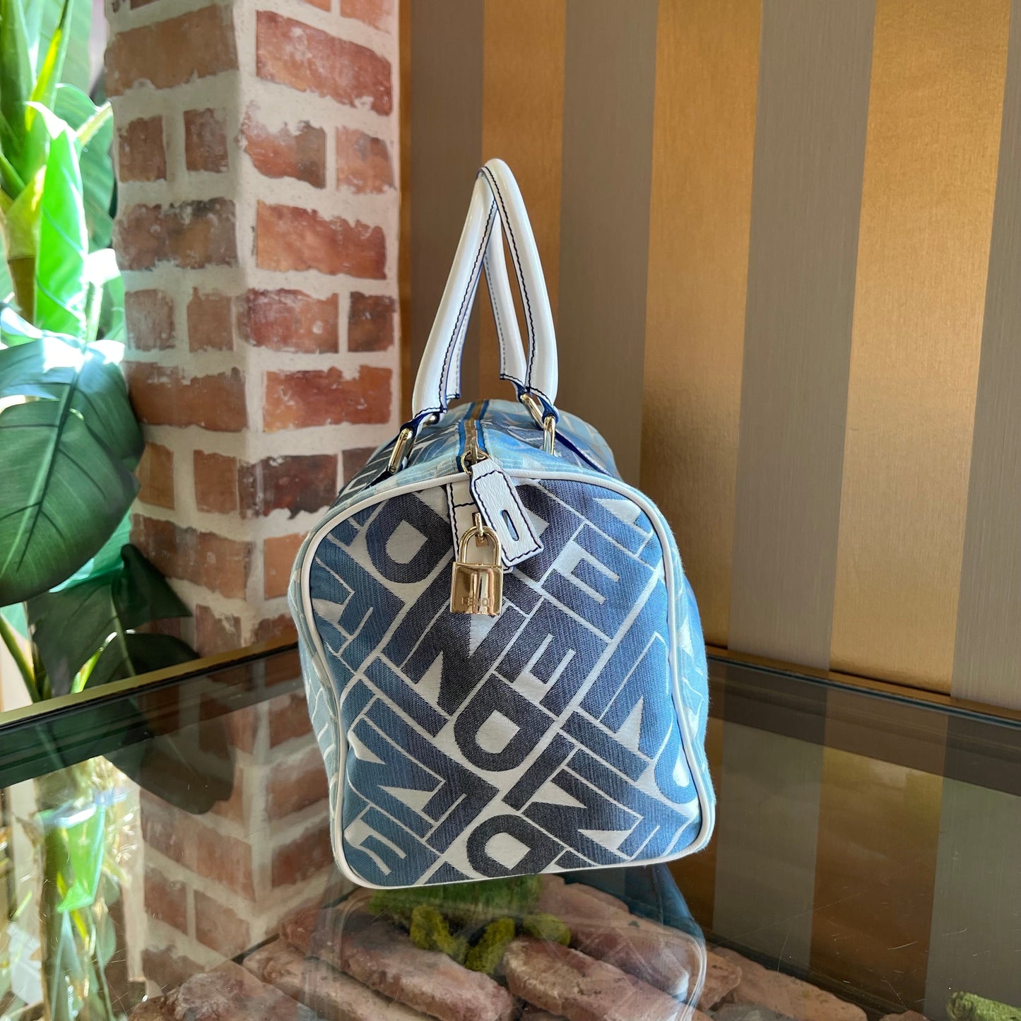 FENDI Bauletto Boston Ombre Canvas Satchel Bag