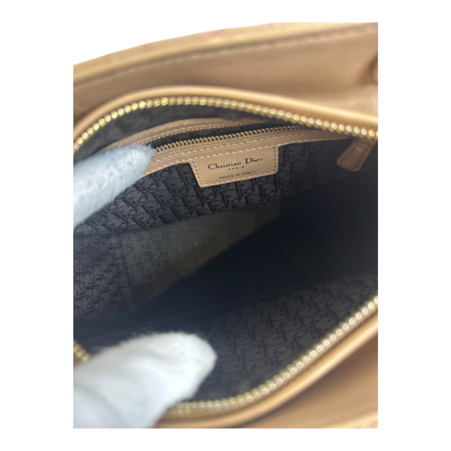 Christian Dior Lady Dior Patent Cannage Medium Beige