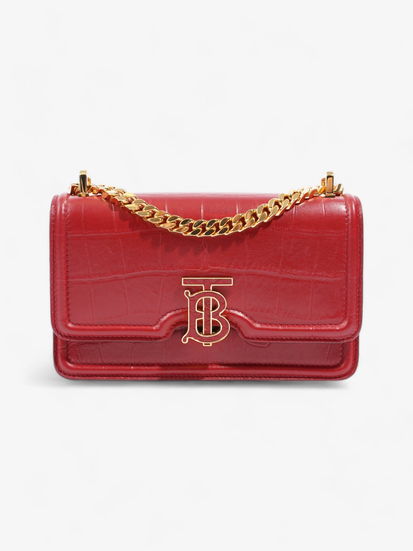 Burberry TB Bag Red Embossed Leather Mini