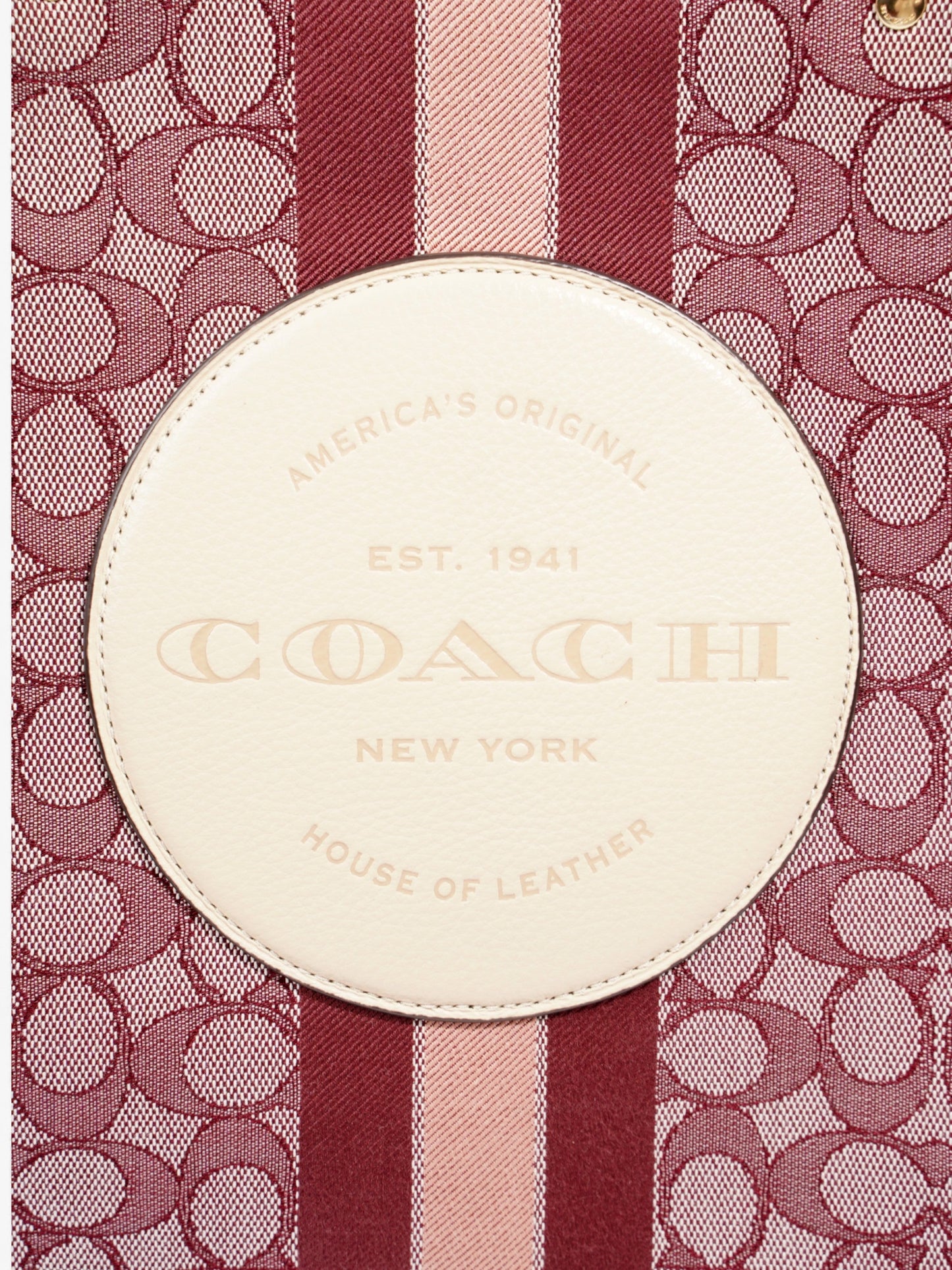 Coach Dempsey Tote Burgundy / Pink / Cream Canvas 40