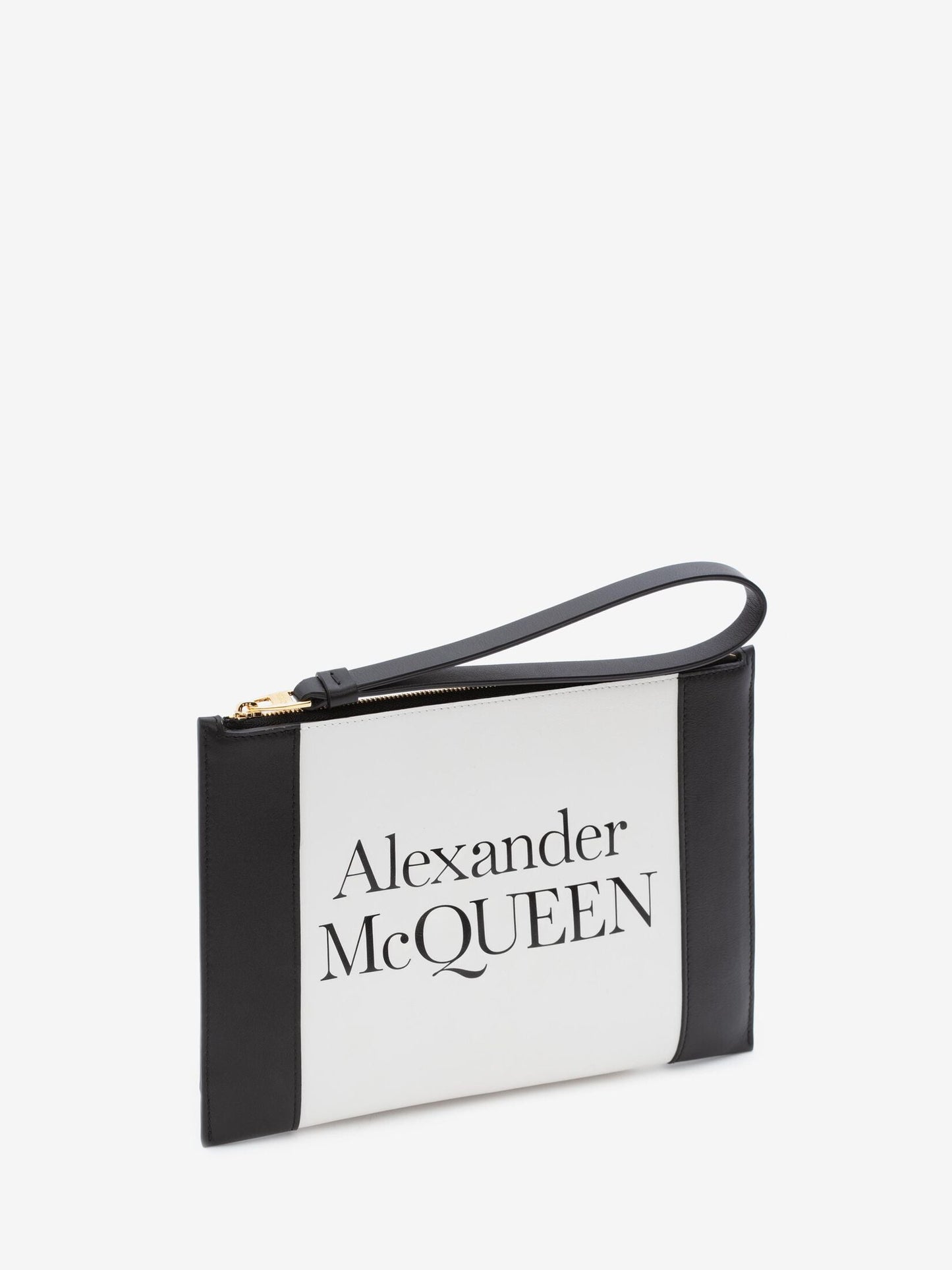 ALEXANDER MCQUEEN SIGNATURE ZIPPER CALFSKIN POUCH WRISTLET