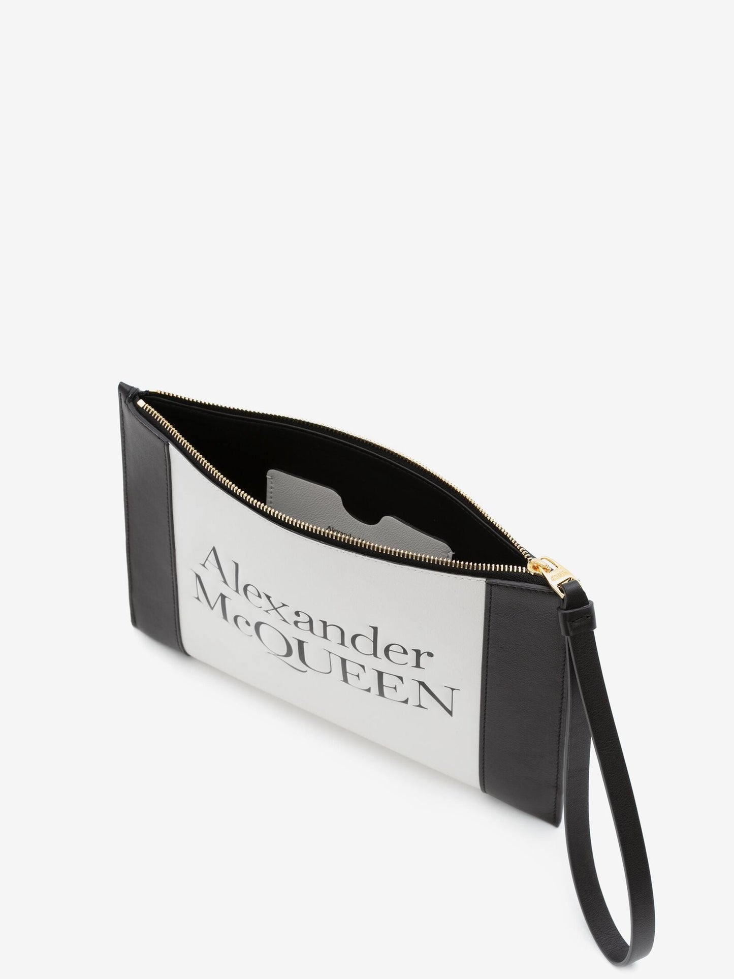 ALEXANDER MCQUEEN SIGNATURE ZIPPER CALFSKIN POUCH WRISTLET