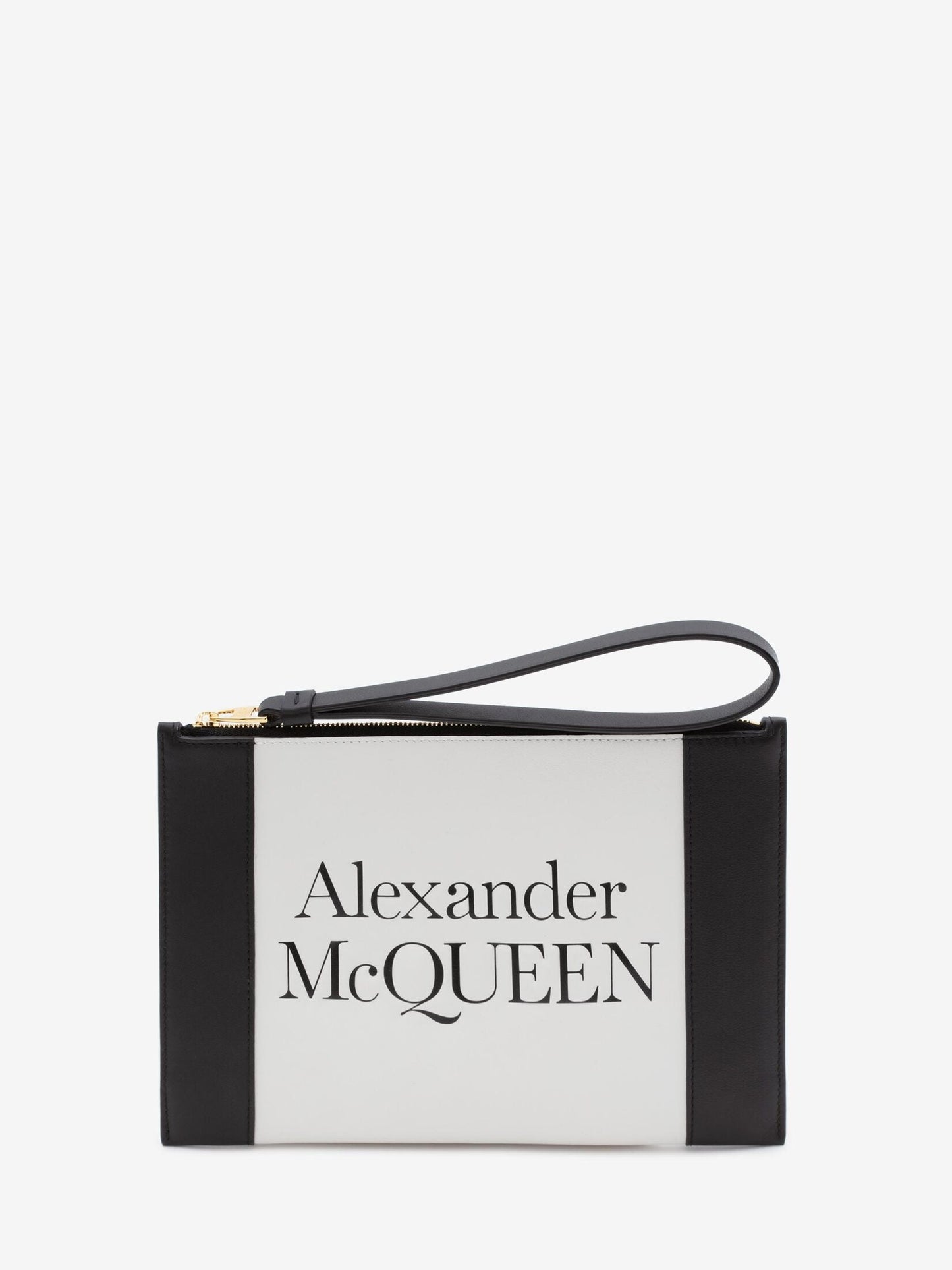 ALEXANDER MCQUEEN SIGNATURE ZIPPER CALFSKIN POUCH WRISTLET