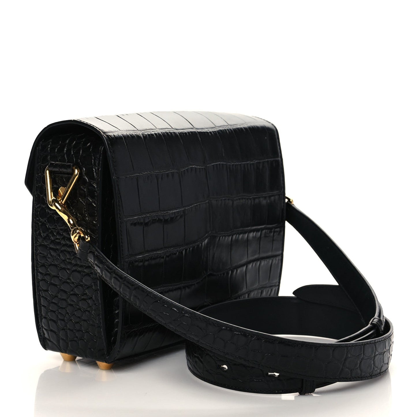 ALEXANDER MCQUEEN CROC EMBOSSED CALFSKIN BOX 21 SHOULDER BAG