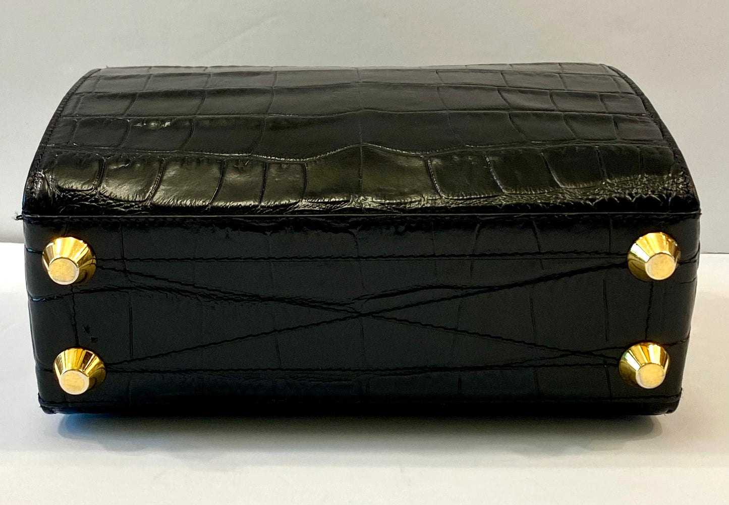 ALEXANDER MCQUEEN CROC EMBOSSED CALFSKIN BOX 21 SHOULDER BAG