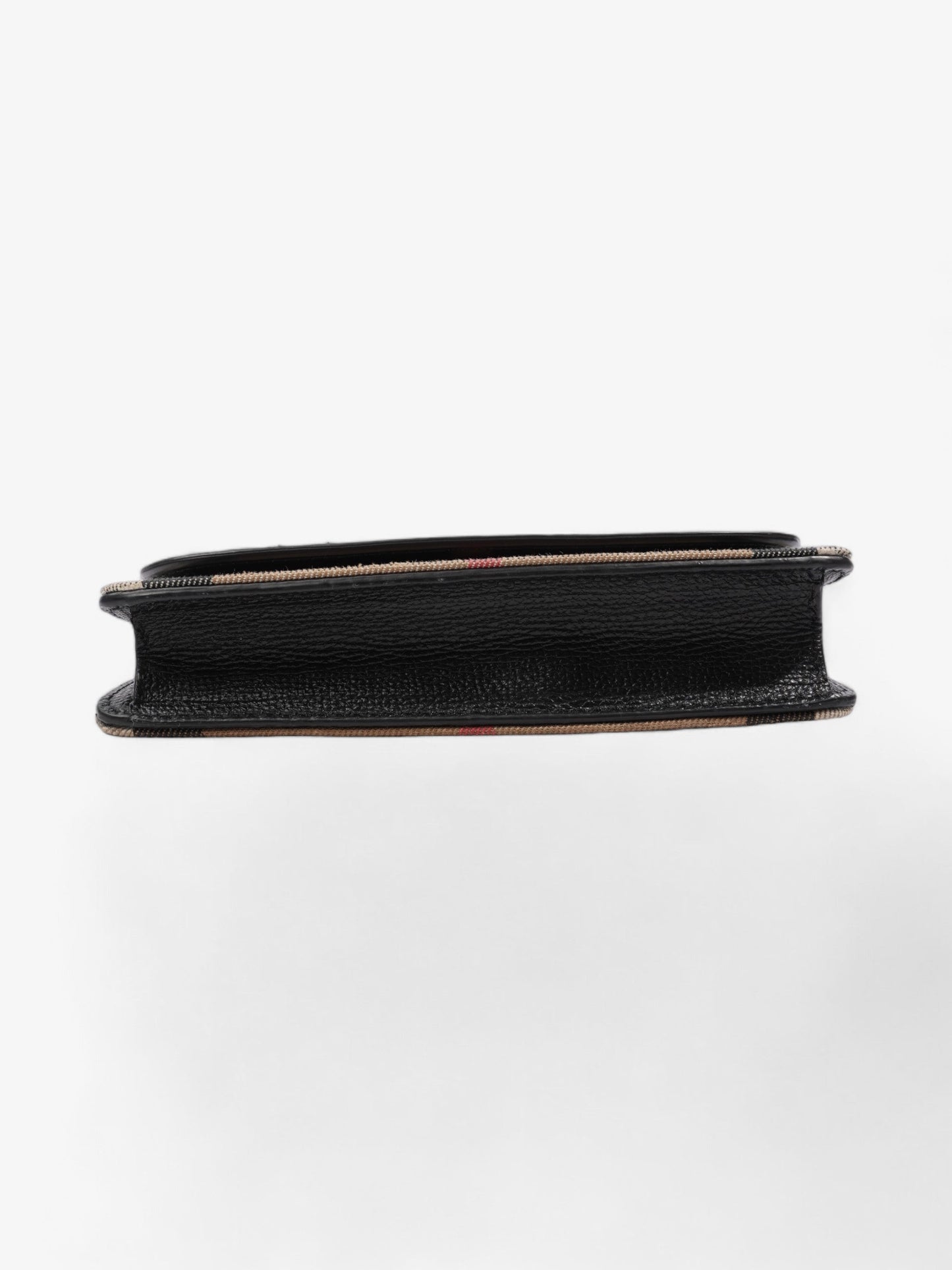 Burberry Hampshire Chain Wallet House Check / Black Leather