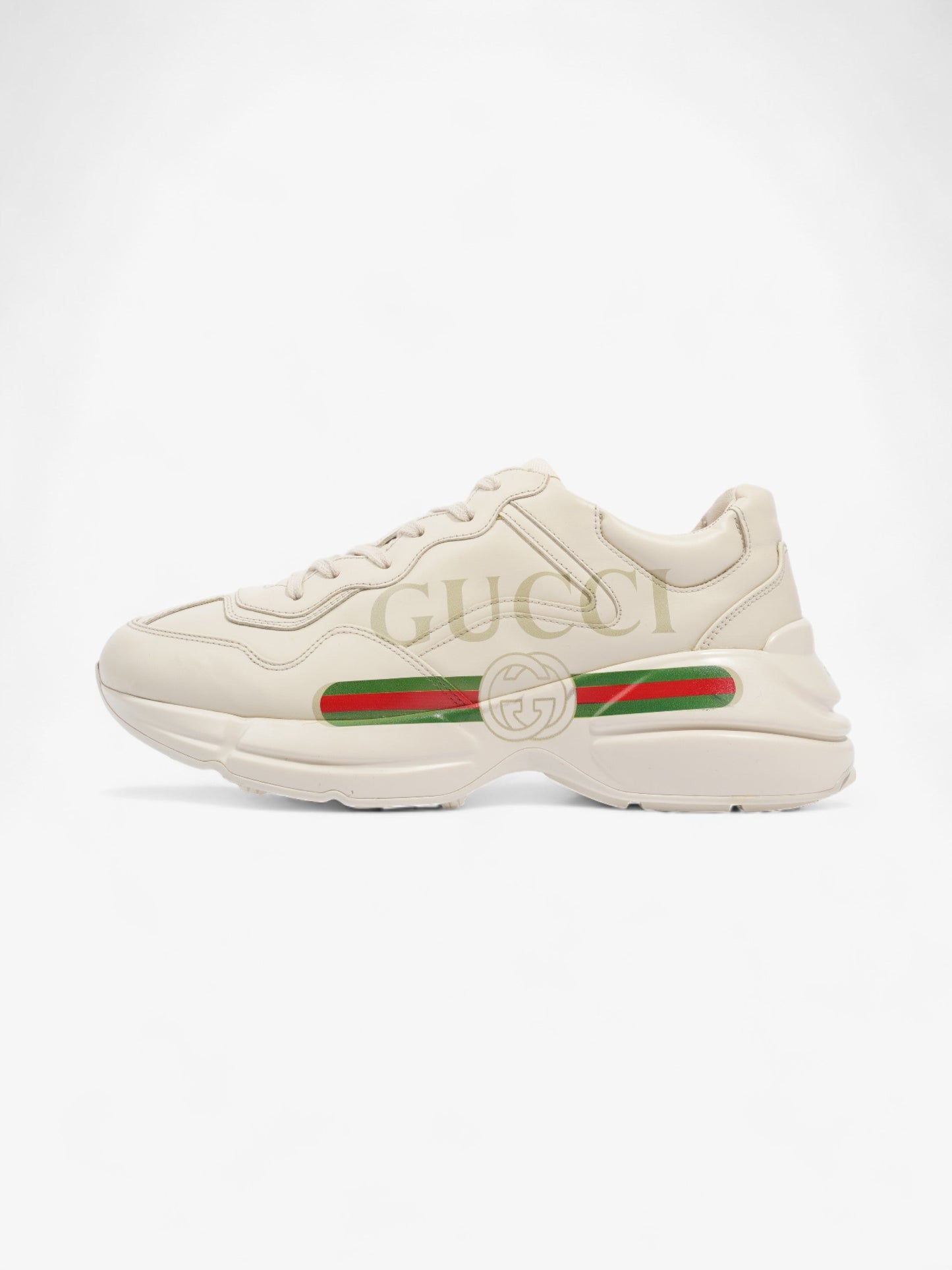 Gucci Rhyton Logo-Print Off White / Green / Red Leather EU 41 UK 7