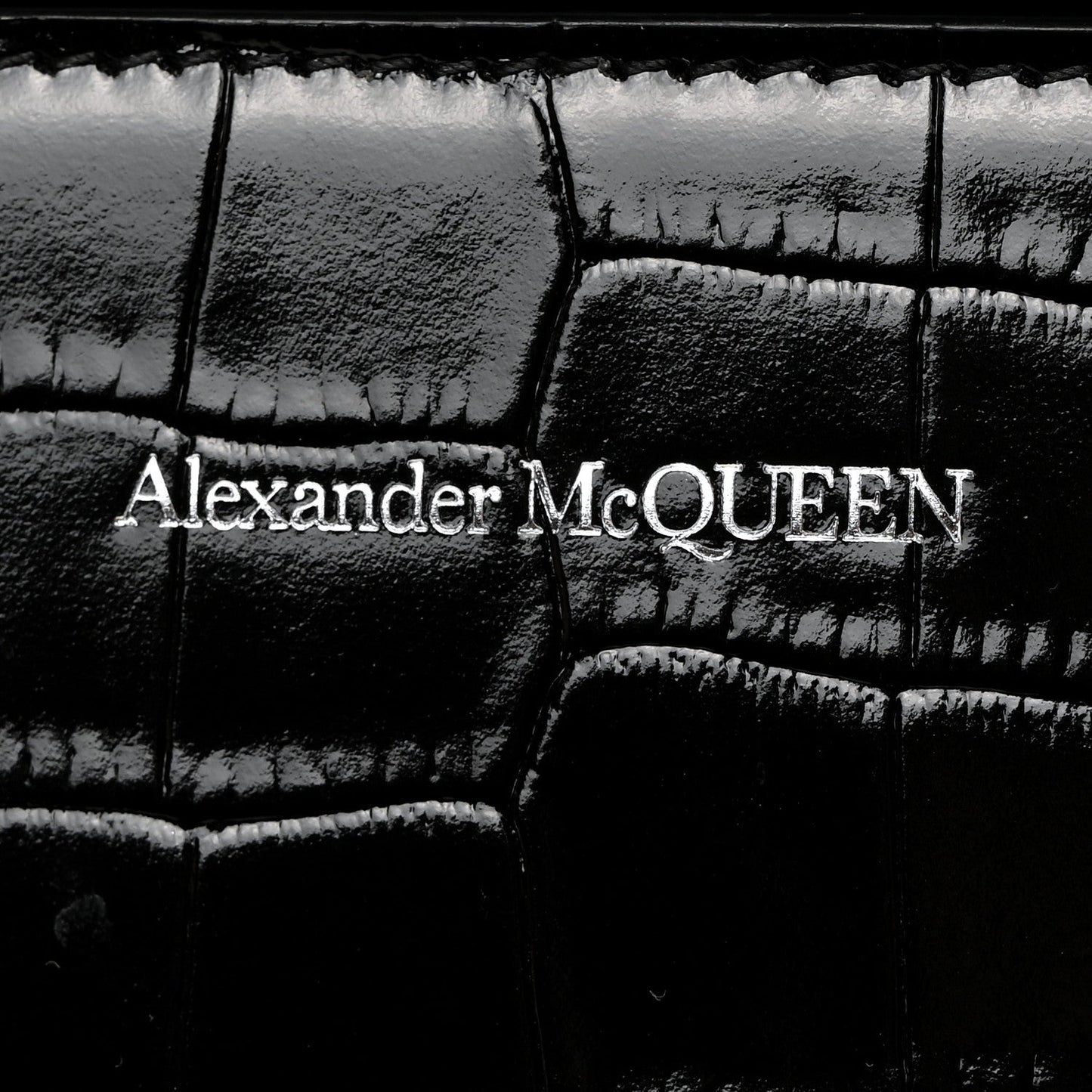 ALEXANDER MCQUEEN CROC EMBOSSED CALFSKIN JEWELLED SATCHEL