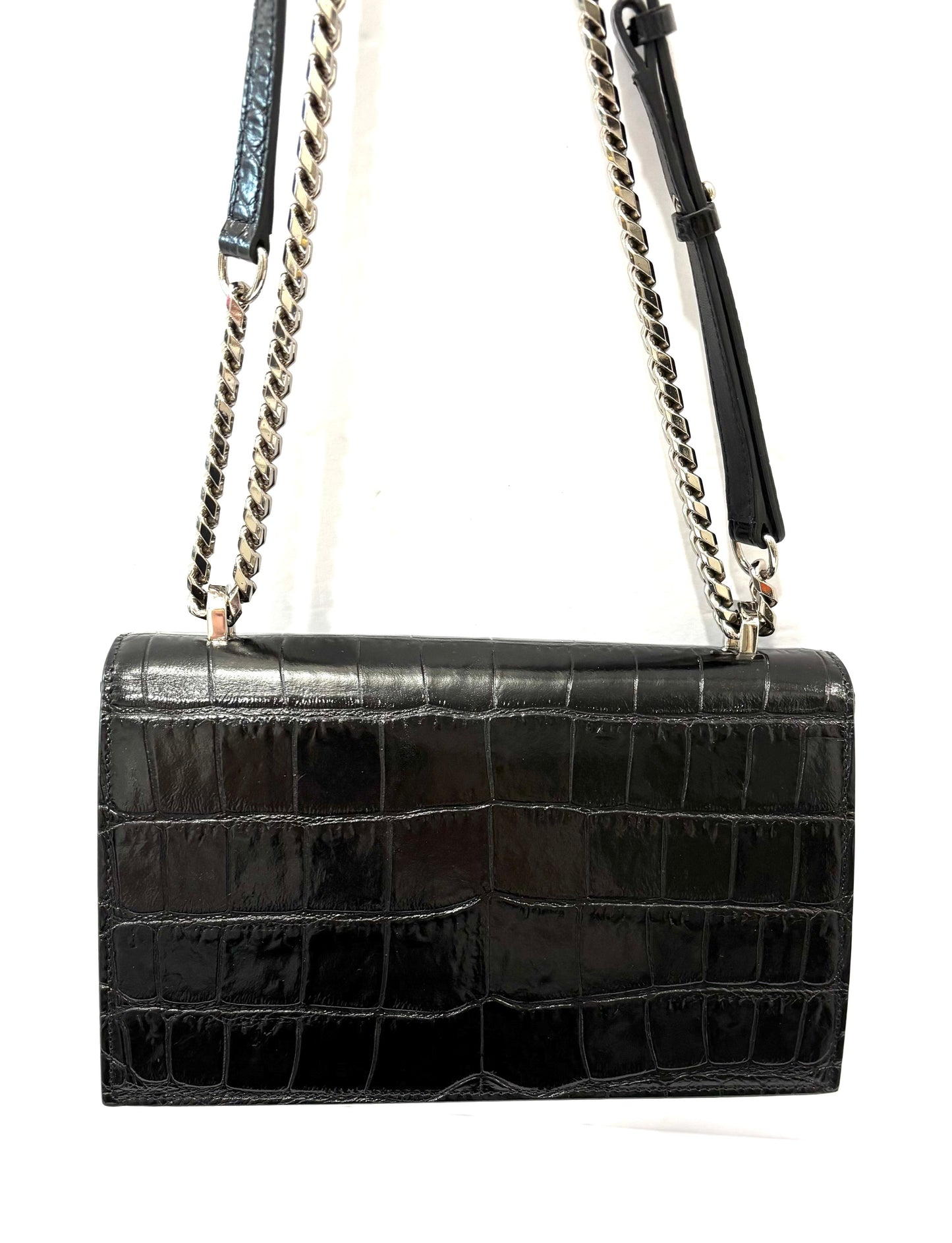 ALEXANDER MCQUEEN CROC EMBOSSED CALFSKIN JEWELLED SATCHEL