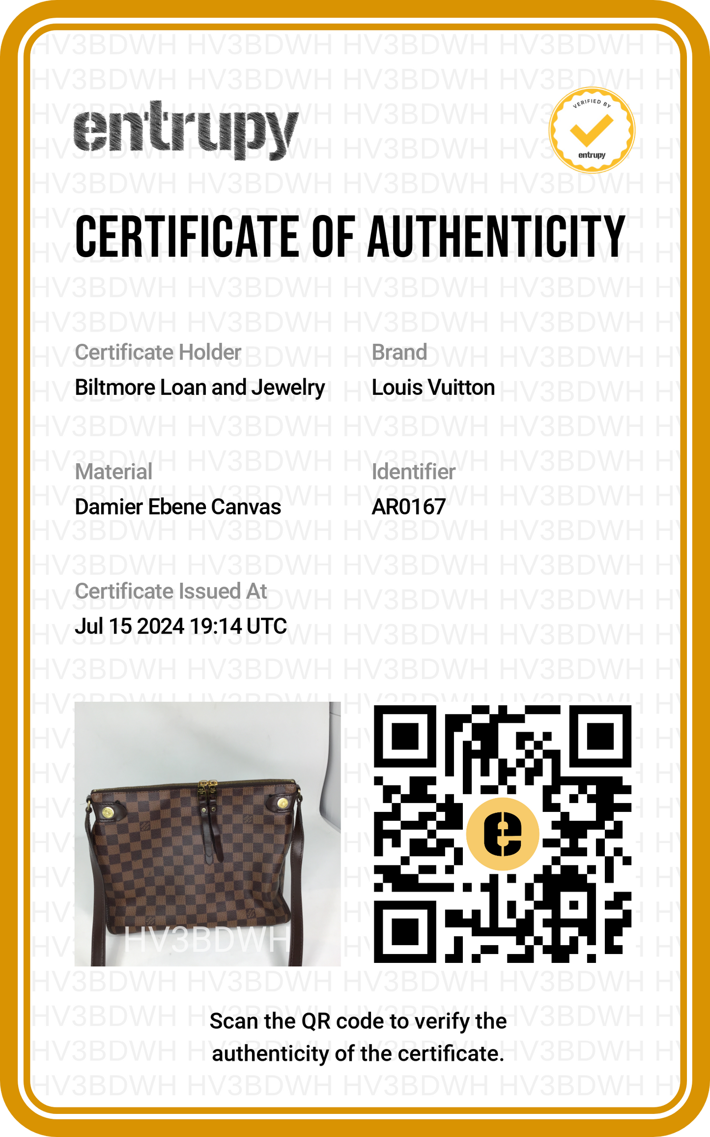 Louis Vuitton Damier Ebene Duomo Messenger Bag