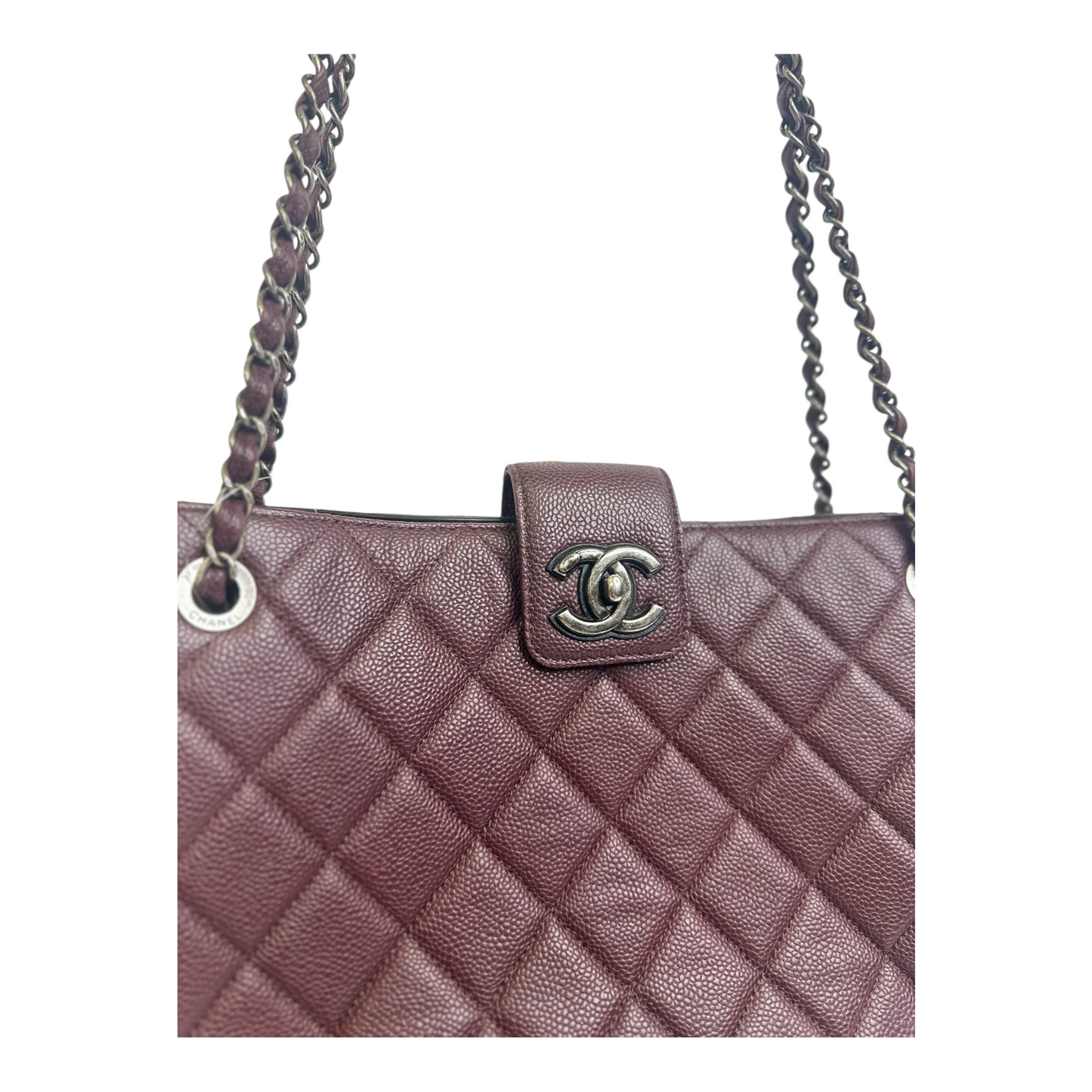 Chanel Caviar Quilted Large CC Accordion Shopping Bag Burgundy