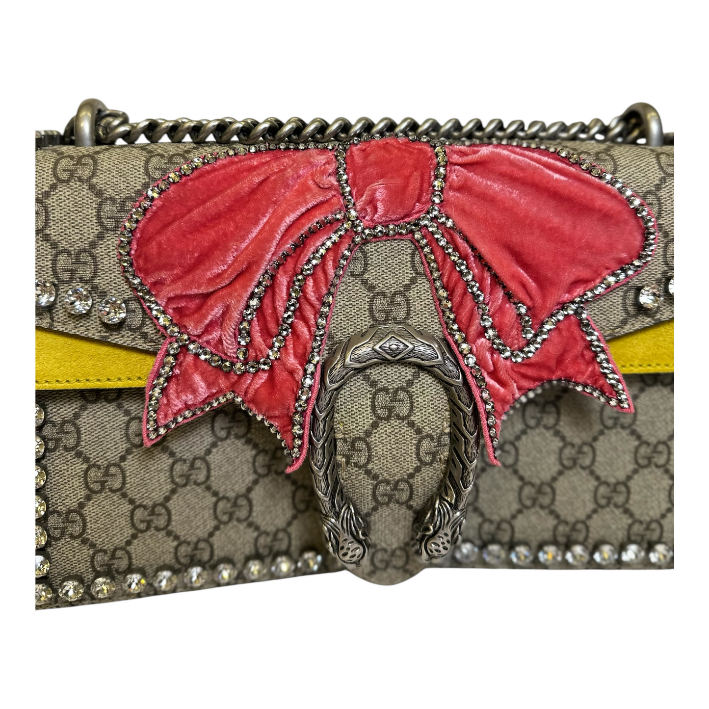 GLM-- GG Supreme Crystal Bow Embroidered Dionysus Shoulder Bag