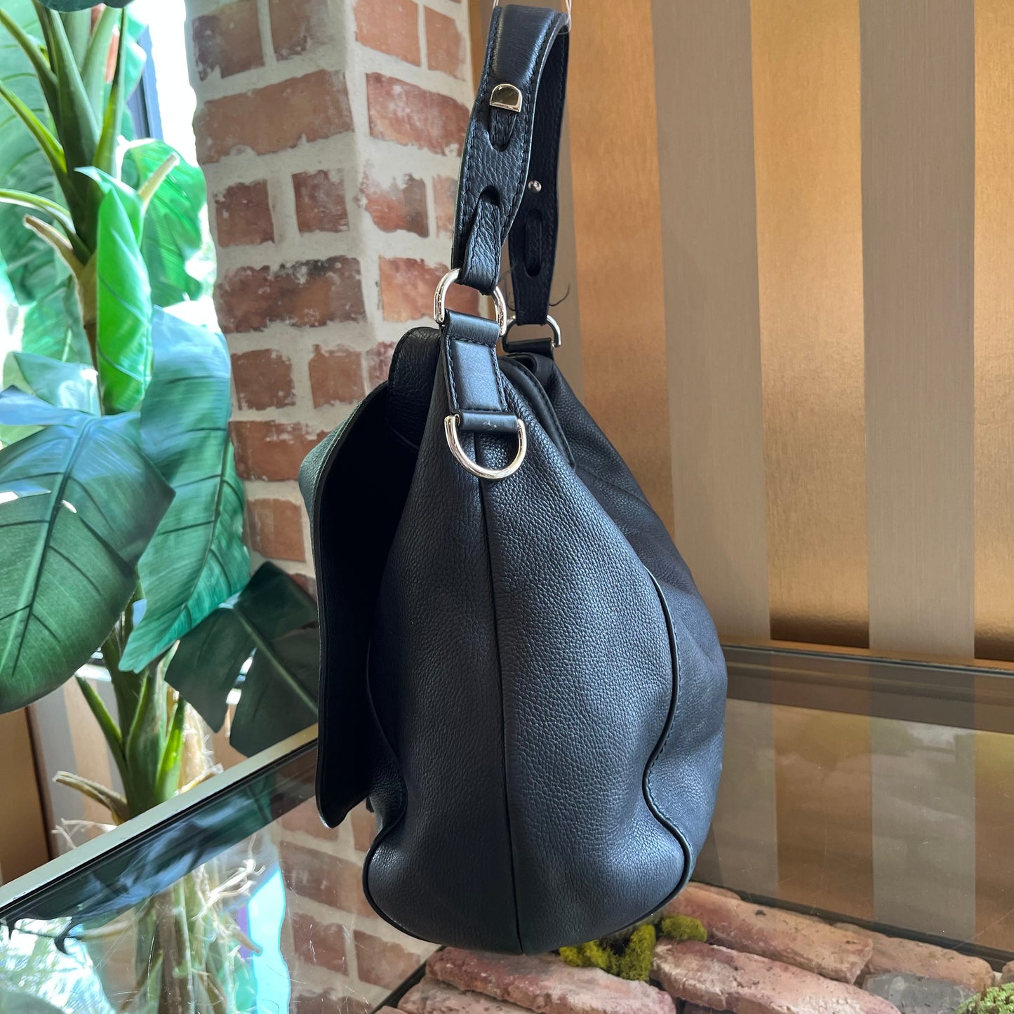 GUCCI Hasler Techno Horsebit Leather Hobo Bag