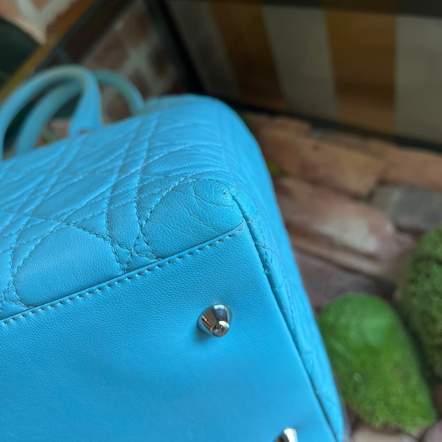 CHRISTIAN DIOR Cannage Lady Dior Blue Handbag