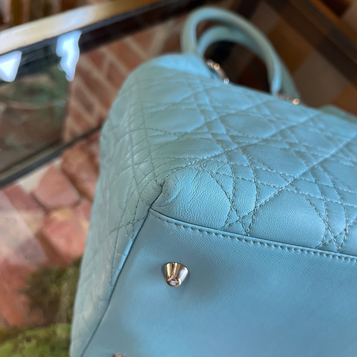 CHRISTIAN DIOR Cannage Lady Dior Blue Handbag