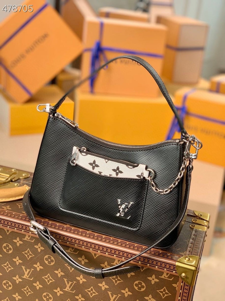 LV Marelle Tote MM Epi Black For Women, WomenÃ¢â‚¬â„¢s Handbags, Shoulder And Crossbody Bags 11.8in/30cm LV M59954