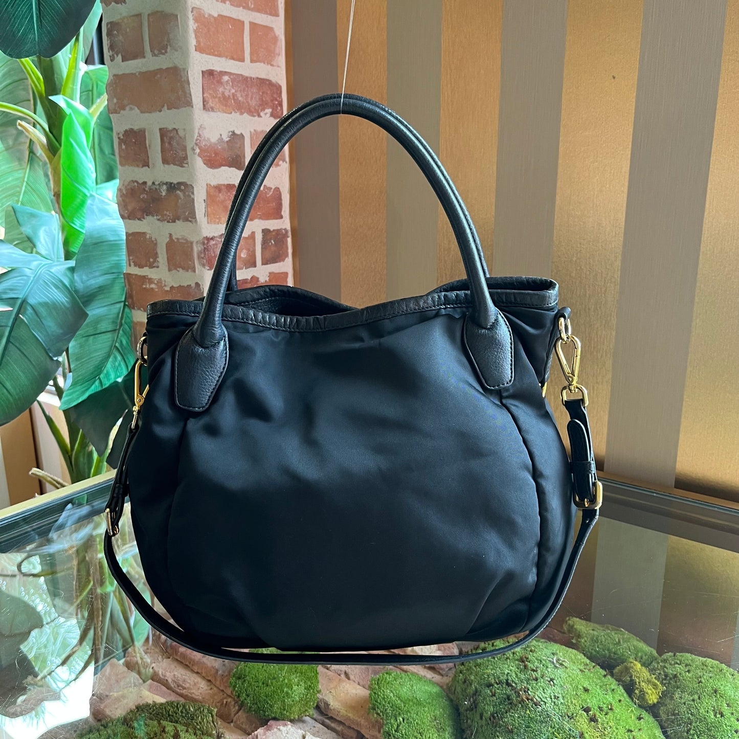 PRADA Nylon Black Two Way Shoulder Bag
