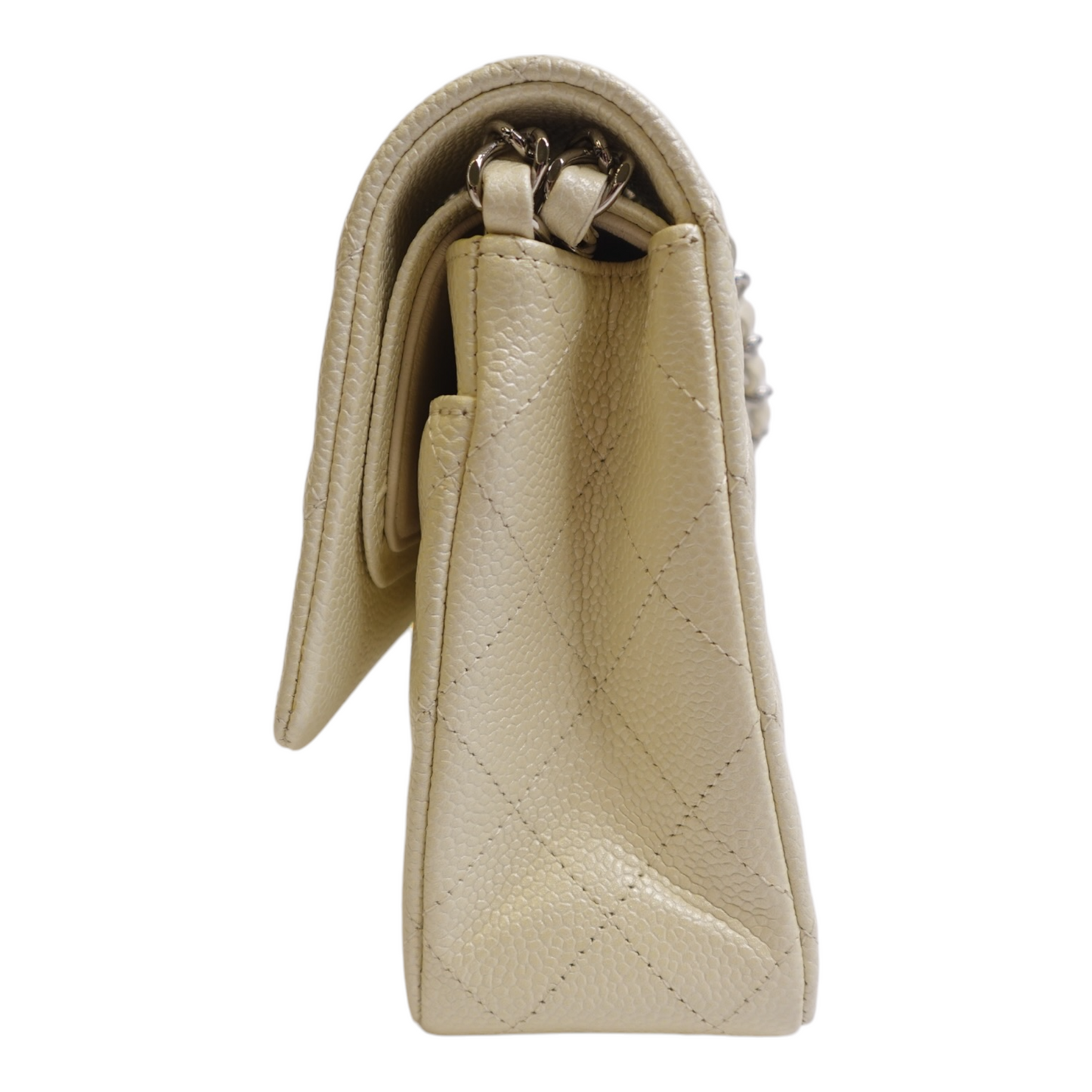 Chanel Medium Double Flap Pearlescent Ivory Caviar