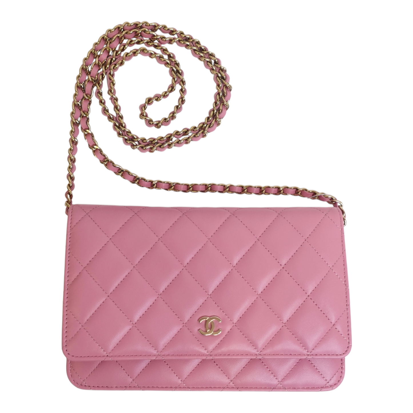 Chanel Pink Caviar Quilted Wallet on Chain