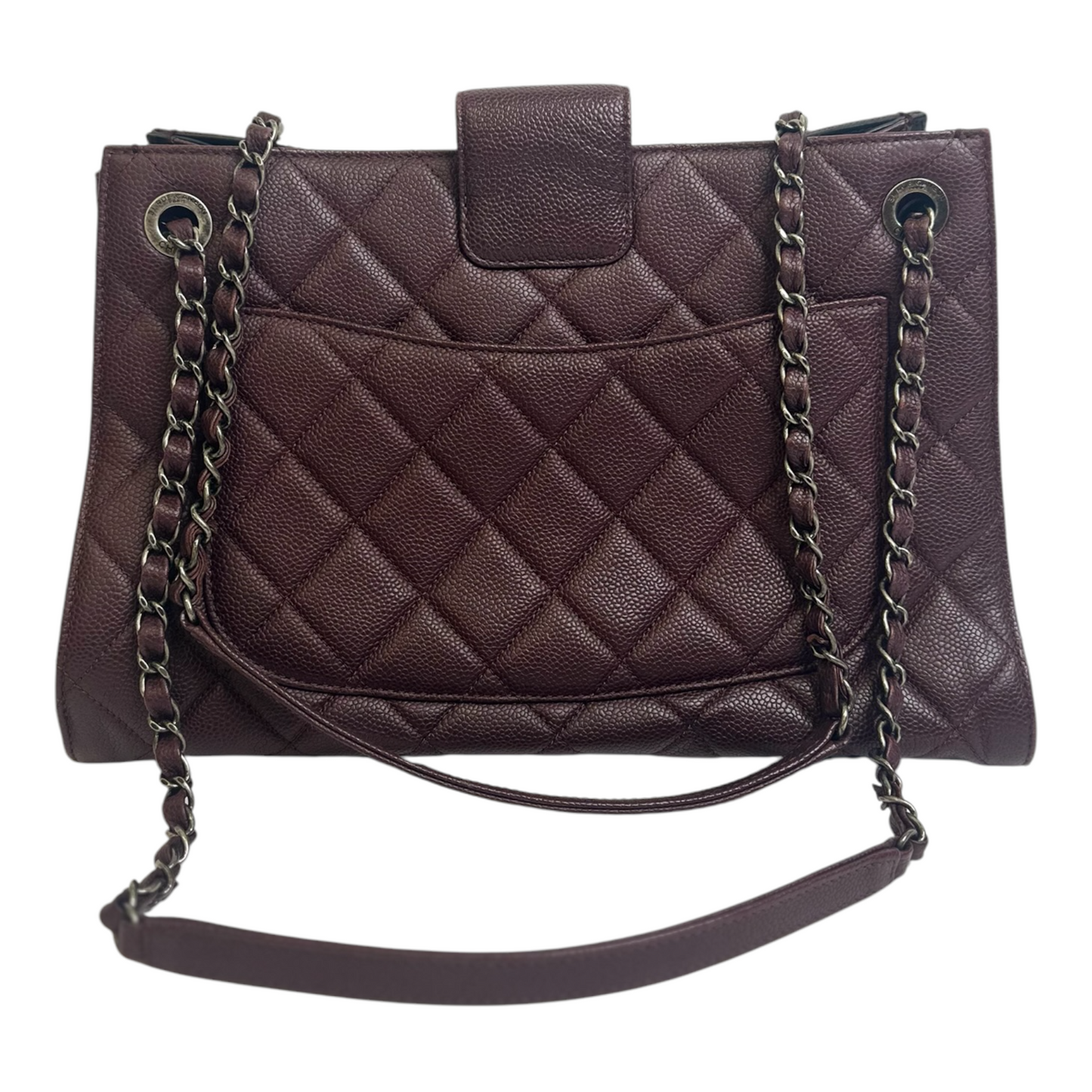 Chanel Caviar Quilted Large CC Accordion Shopping Bag Burgundy