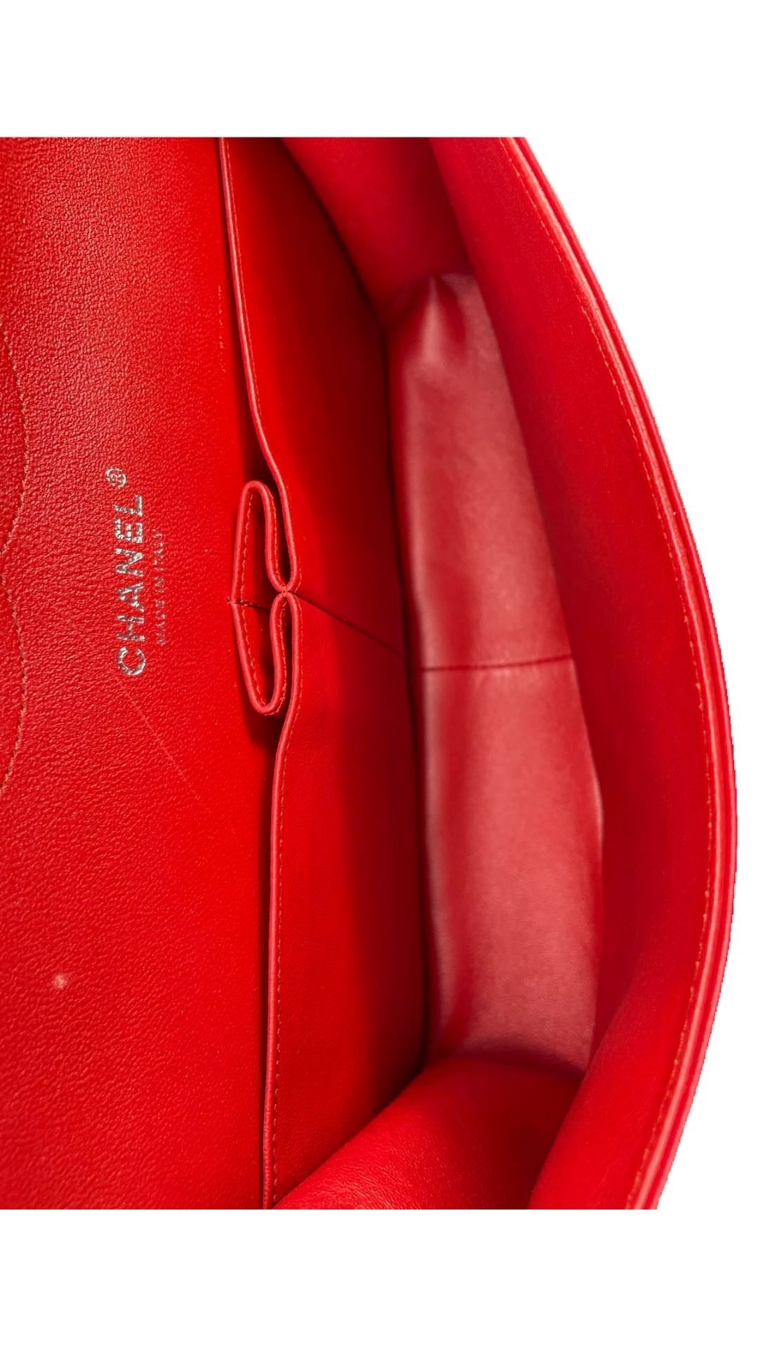GLM-Red Timeless Classic jumbo Bag in Lambskin silber Hardware