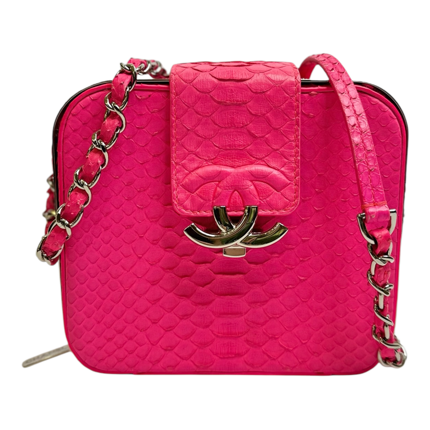 Chanel Snakeskin Mini CC Box Camera Bag Pink