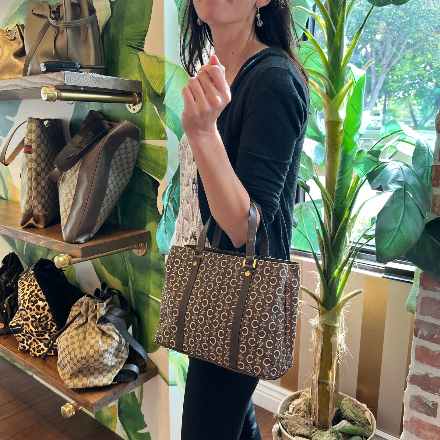 CELINE Vintage C Macadam Small Square Tote