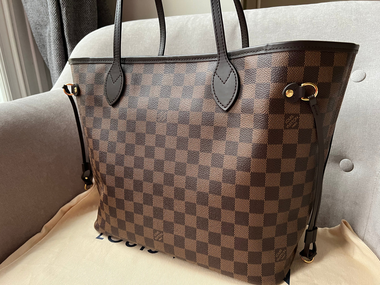 Louis Vuitton Neverfull MM Damier Ebene Rose Ballerine (RRP £1,410)