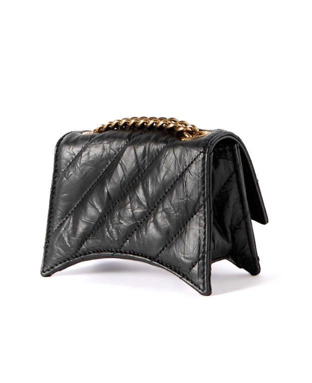 BALENCIAGA CRUSH QUILTED LEATHER MINI CHAIN BAG