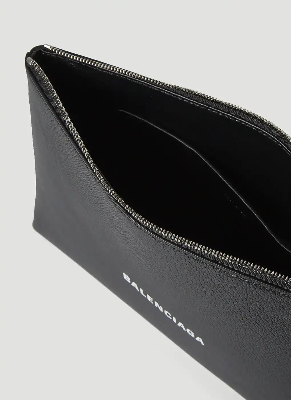 BALENCIAGA CASH LOGO CALFSKIN LEATHER MEDIUM CLUTCH WRISTLET
