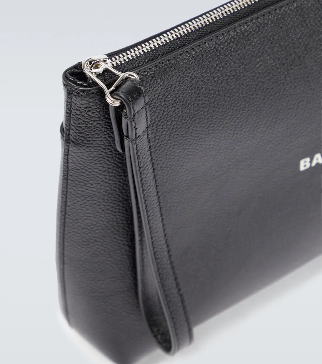 BALENCIAGA CASH LOGO CALFSKIN LEATHER MEDIUM CLUTCH WRISTLET