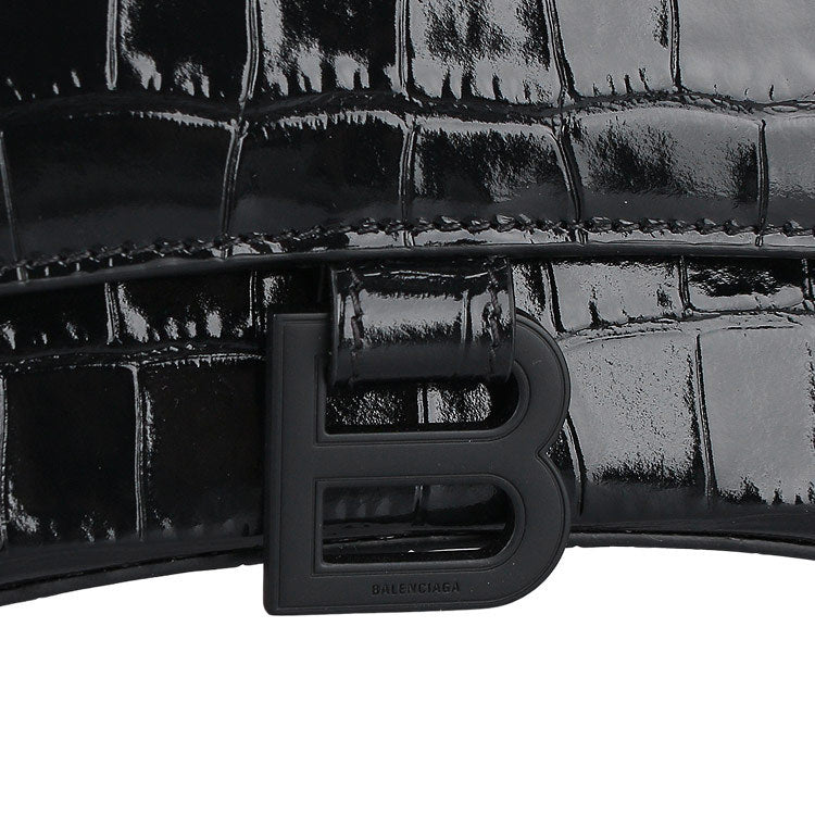 BALENCIAGA CROC EMBOSSED LEATHER HOURGLASS XS CROSSBODY BAG