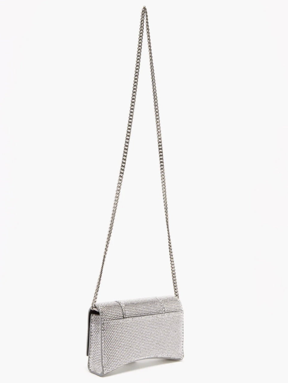 BALENCIAGA SILVER CRYSTAL HOURGLASS CROSSBODY BAG