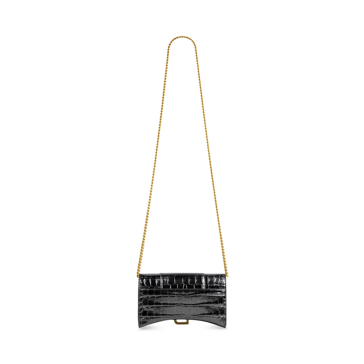 BALENCIAGA HOURGLASS CROC EMBOSSED WALLET ON CHAIN
