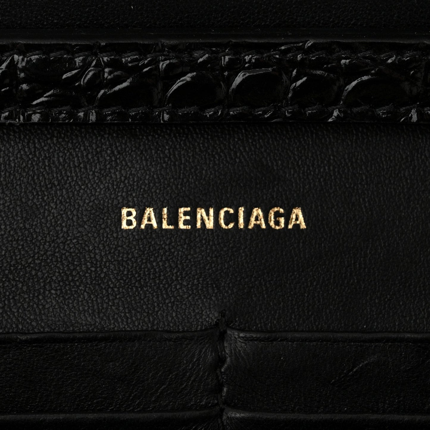 BALENCIAGA HOURGLASS CROC EMBOSSED WALLET ON CHAIN