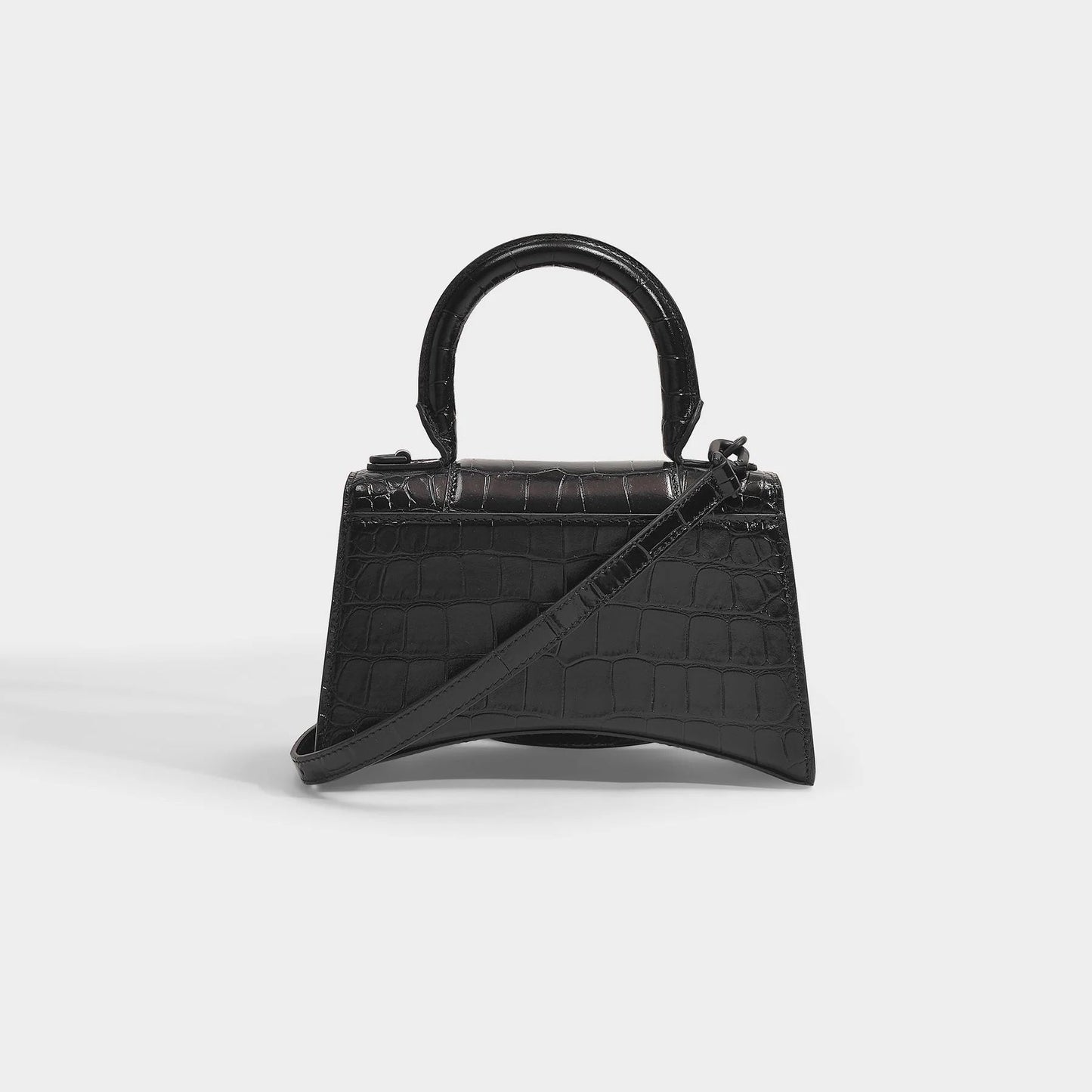 BALENCIAGA CROC EMBOSSED LEATHER HOURGLASS XS CROSSBODY BAG