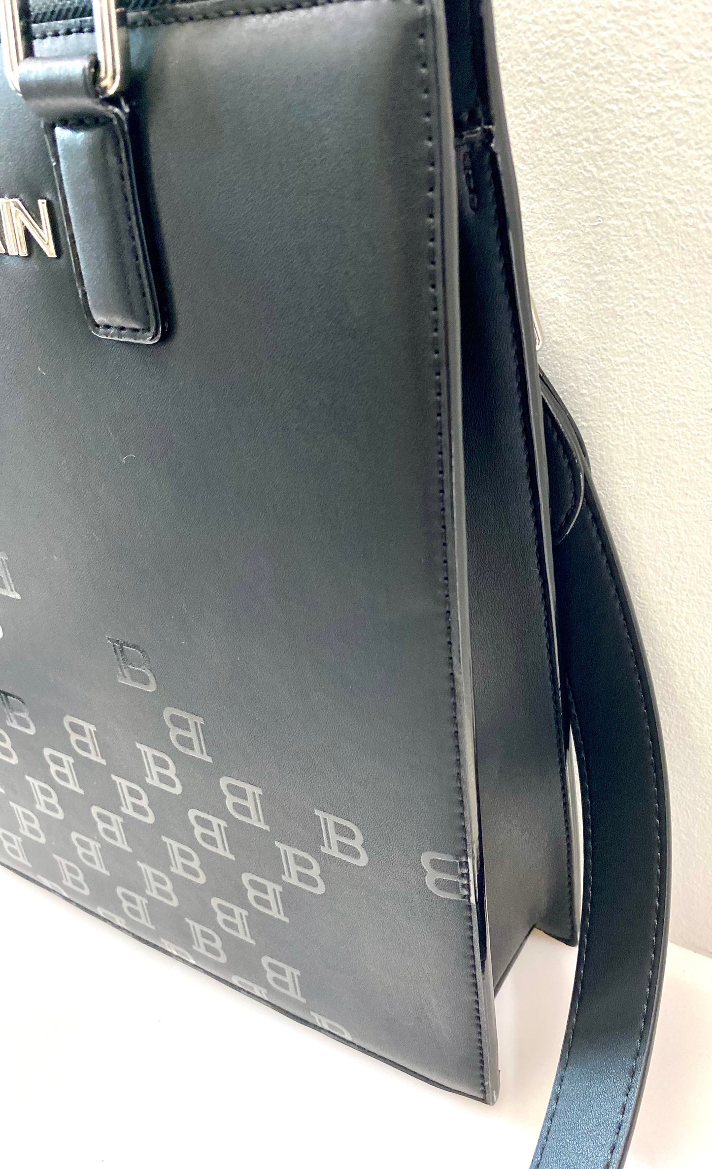 BALMAIN PARIS LOGO LEATHER TOTE BAG