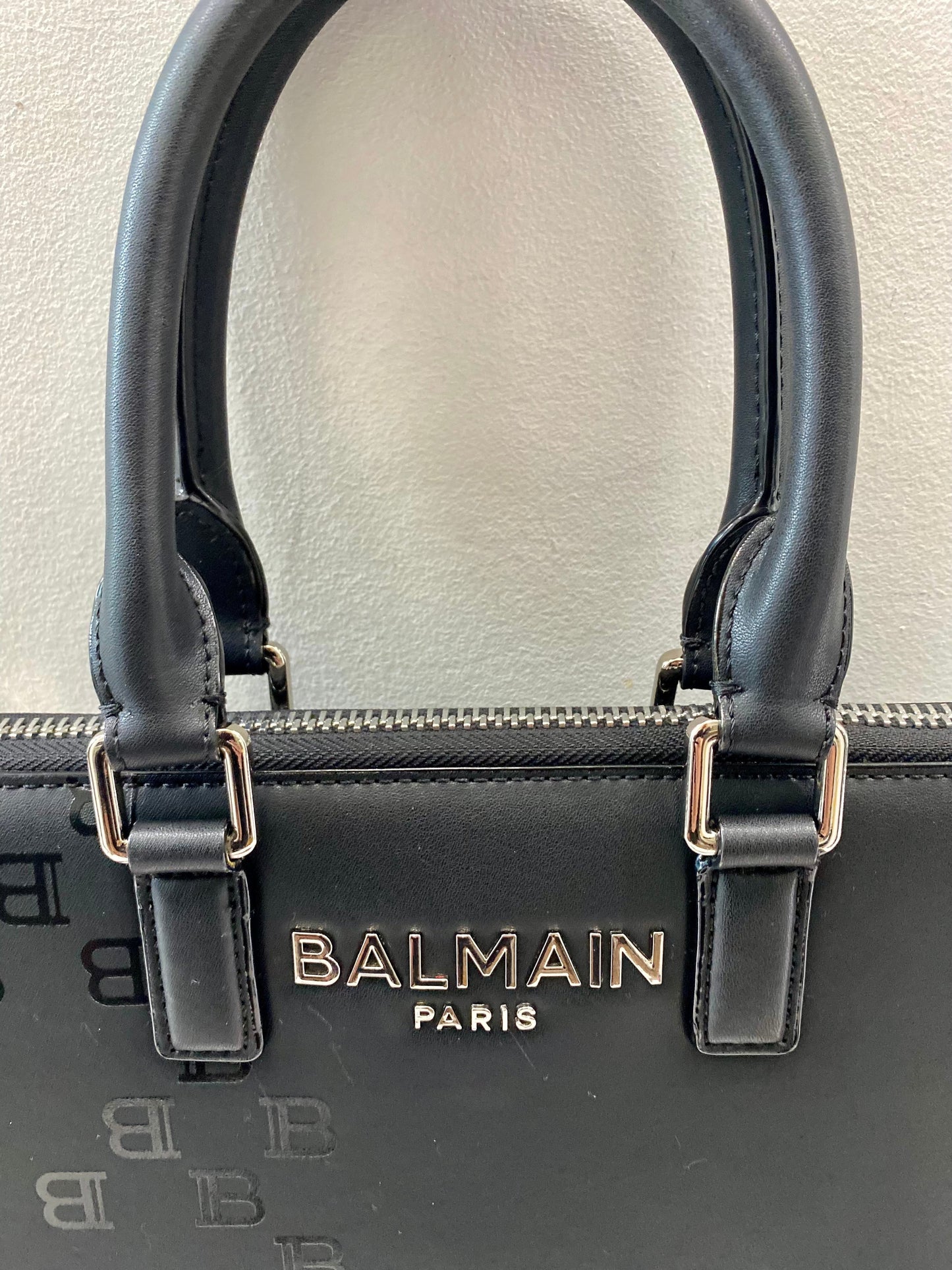 BALMAIN PARIS LOGO LEATHER TOTE BAG