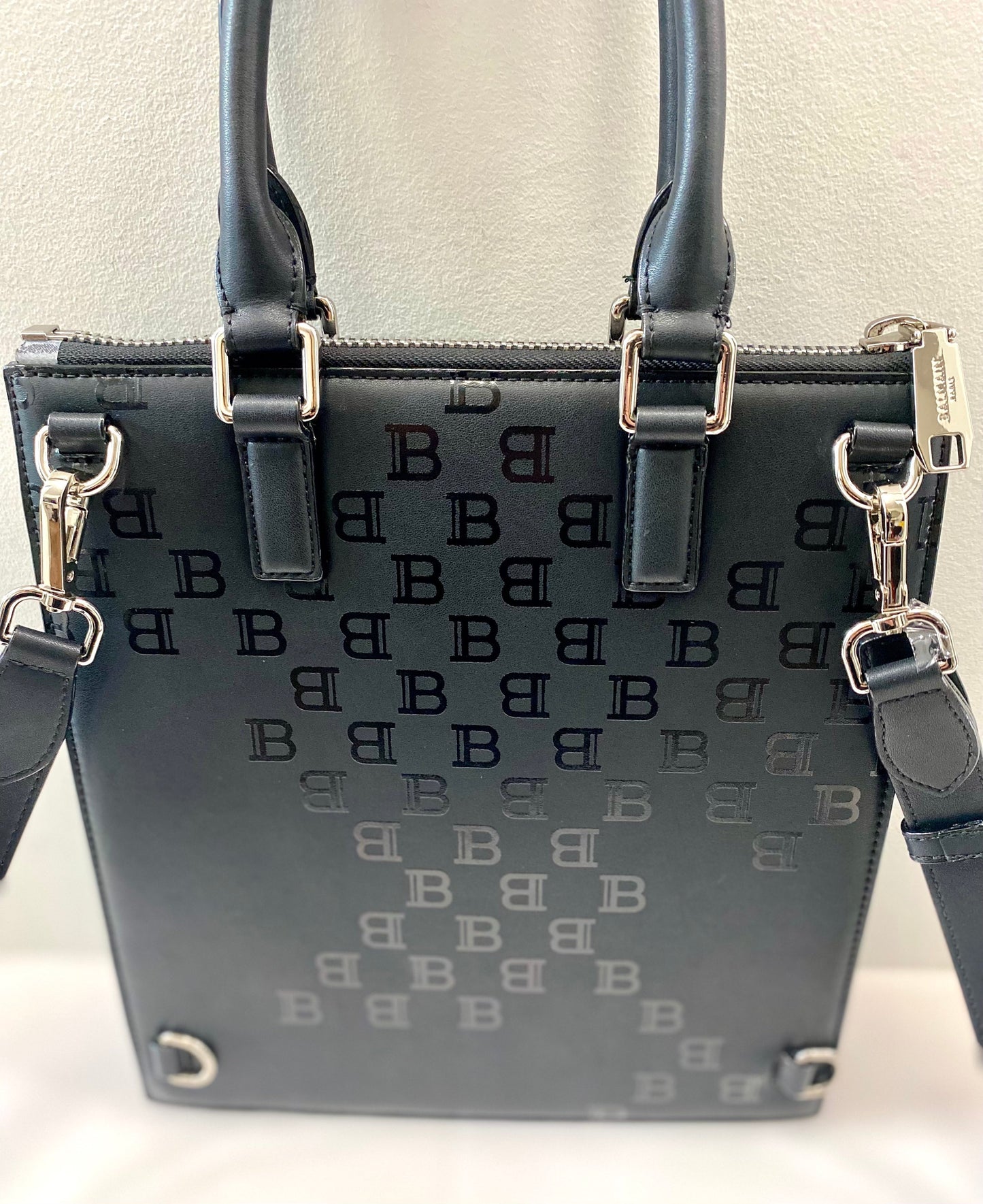 BALMAIN PARIS LOGO LEATHER TOTE BAG