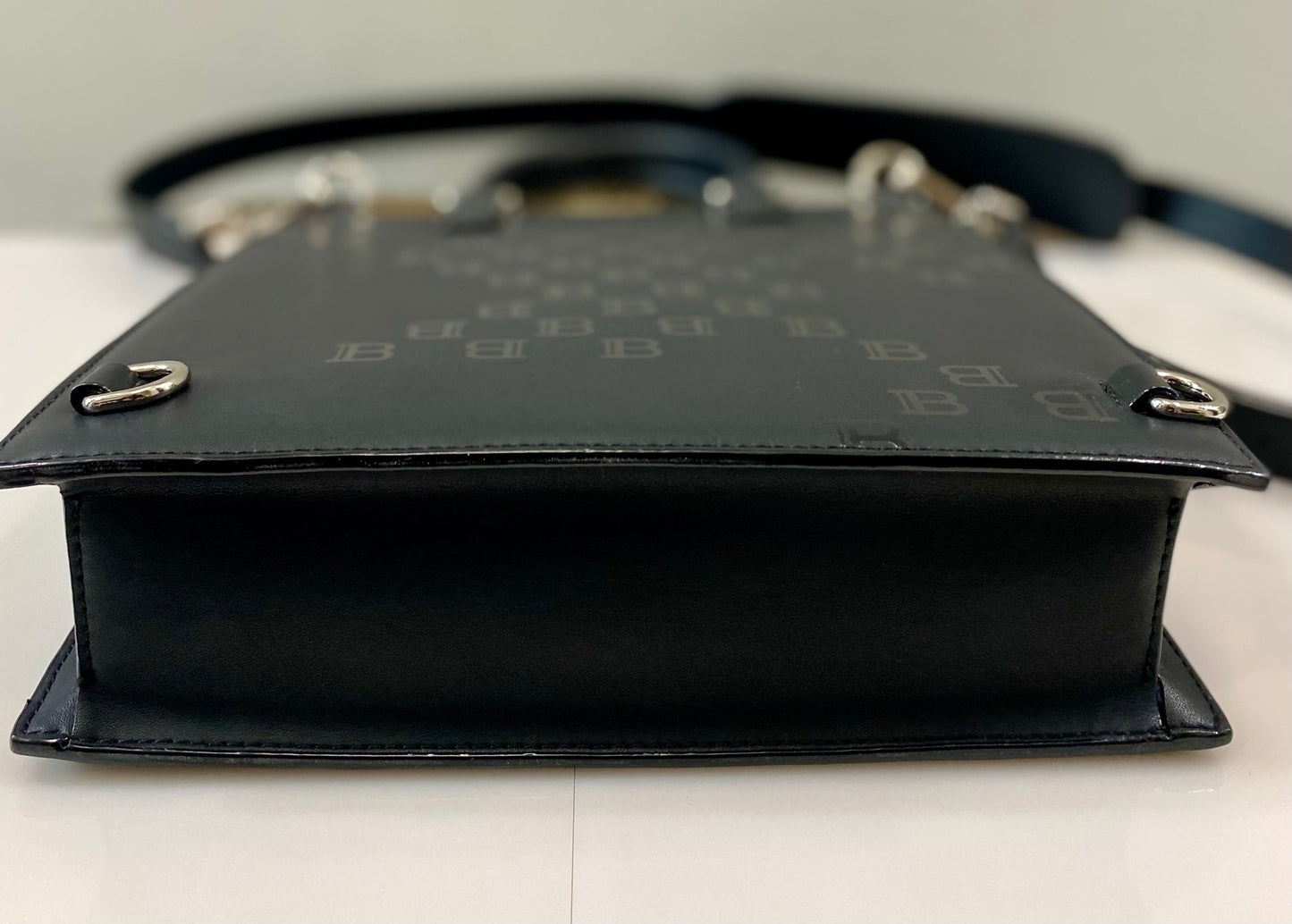 BALMAIN PARIS LOGO LEATHER TOTE BAG