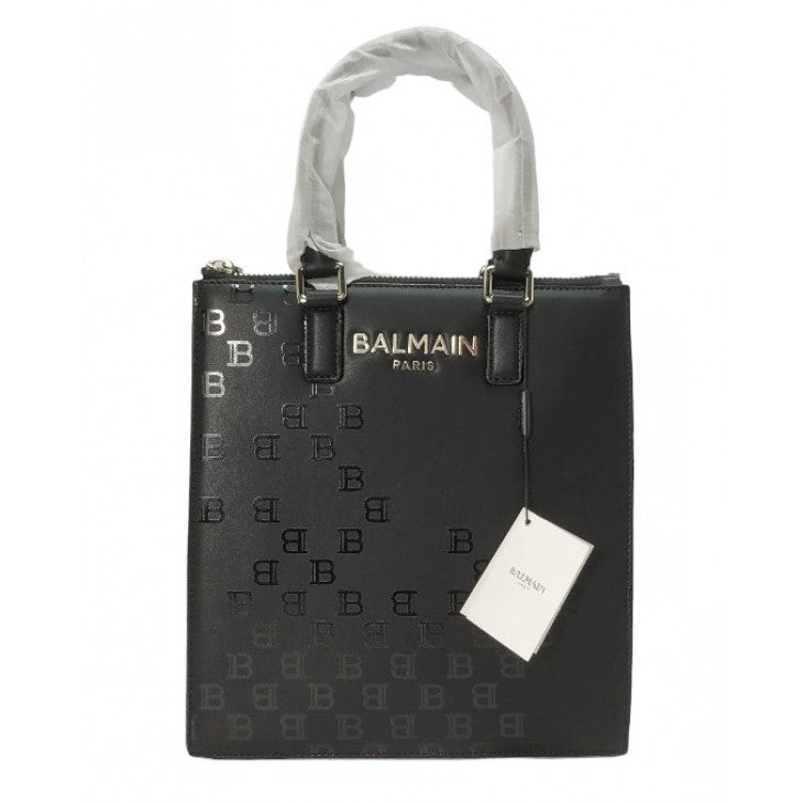 BALMAIN PARIS LOGO LEATHER TOTE BAG