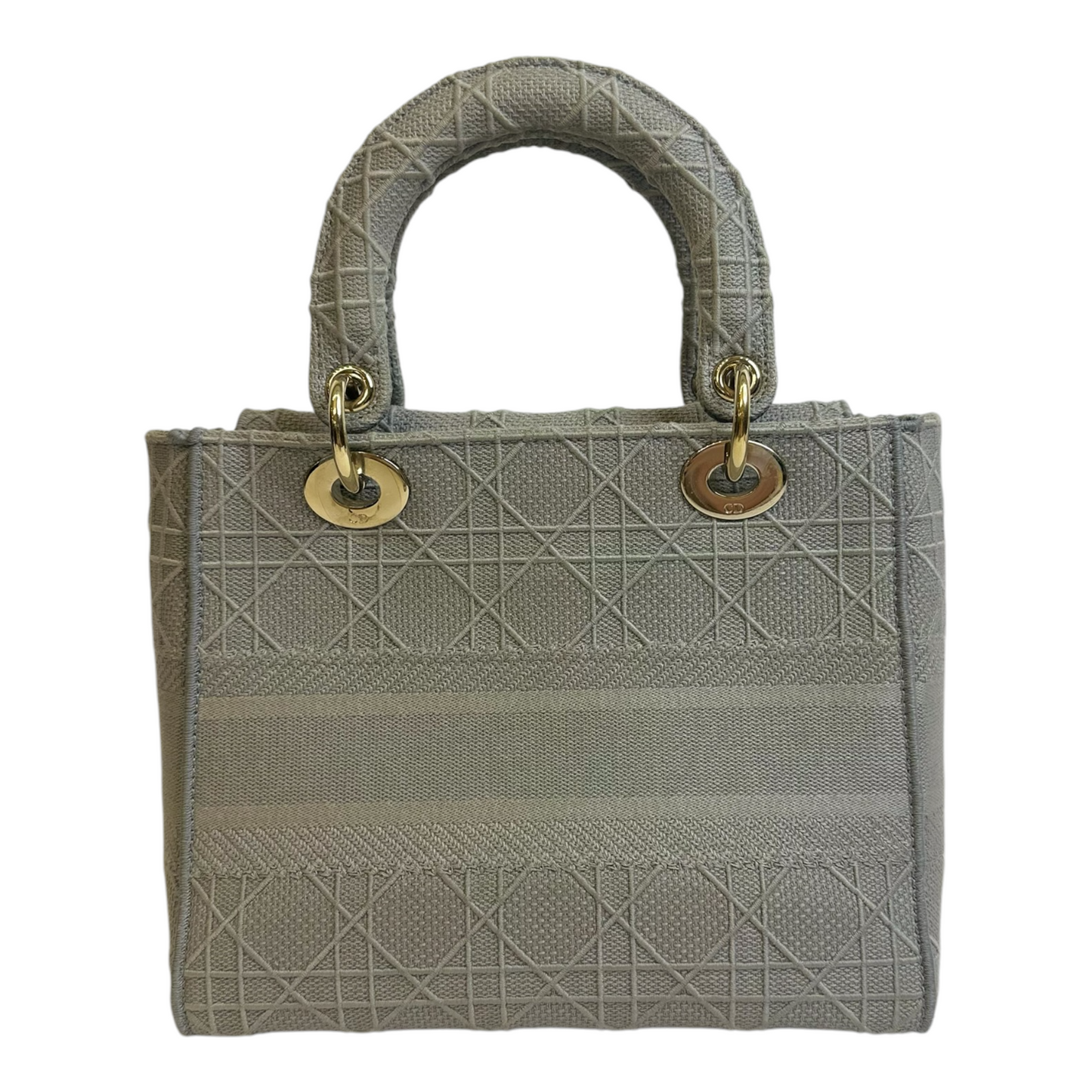 Christian Dior Canvas Embroidered Cannage Medium Lady D-Lite Gray