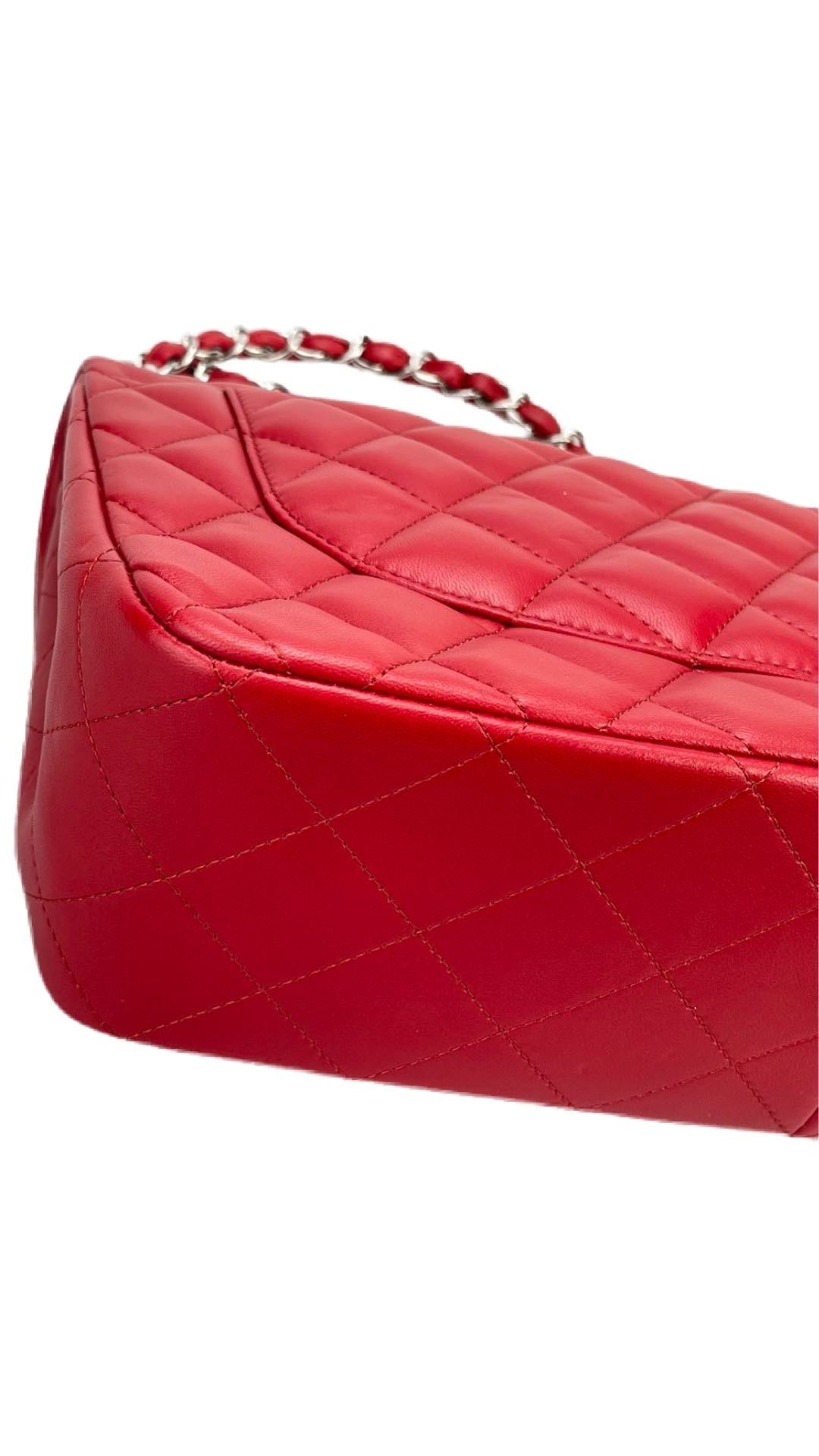 GLM-Red Timeless Classic jumbo Bag in Lambskin silber Hardware