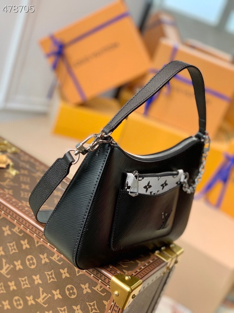 LV Marelle Tote MM Epi Black For Women, WomenÃ¢â‚¬â„¢s Handbags, Shoulder And Crossbody Bags 11.8in/30cm LV M59954